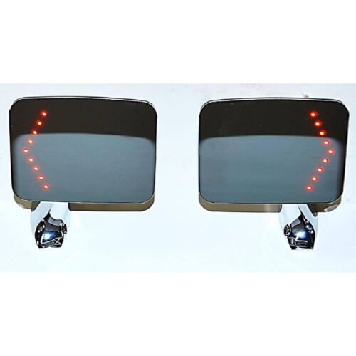 Truck Square Rectangle Chrome Outside Rearview LED Turn Signal Door Mirrors Pair