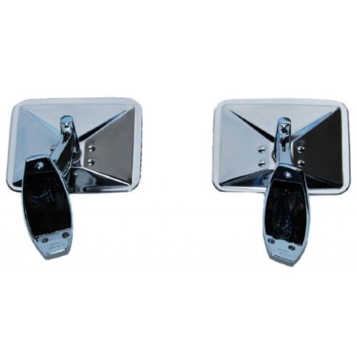 Truck Square Rectangle Chrome Outside Rearview LED Turn Signal Door Mirrors Pair