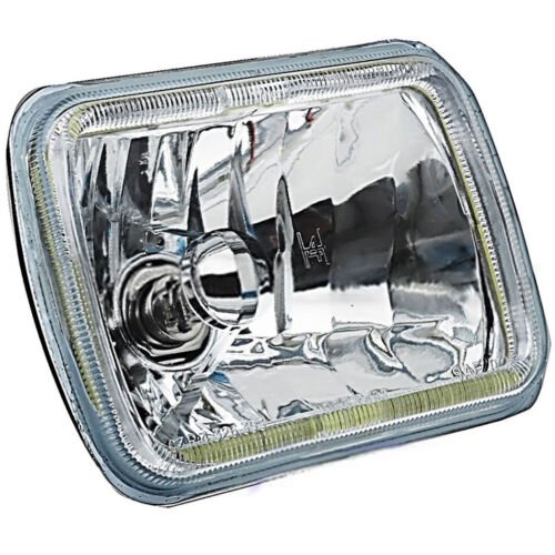 7X6 White COB Halo Glass/Metal Headlight 24w LED Light Bulb Headlamp Pair