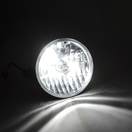 7" Crystal Glass/Metal Headlight SMD COB 360° LED Light Bulb Headlamp Pair