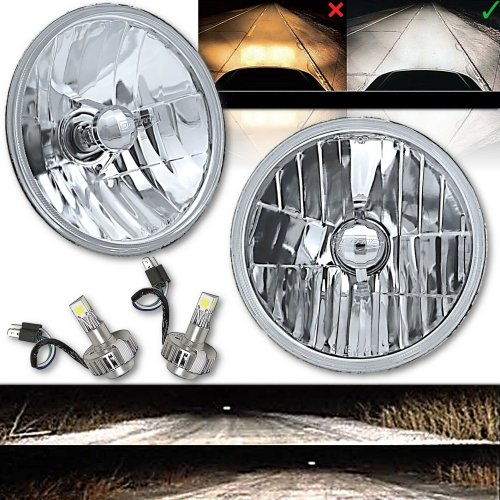 7" Crystal Headlight SMD 360° LED Light Bulb H4 Headlamp Pair For Jeep Wrangler