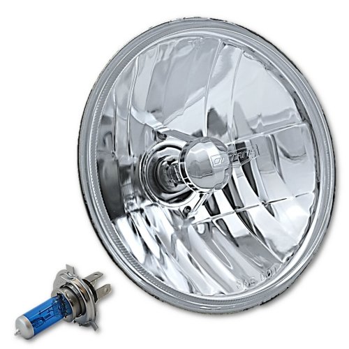 7" Crystal Glass/Metal Headlight 60/55 Halogen H4 White Light Bulb Headlamp Pair