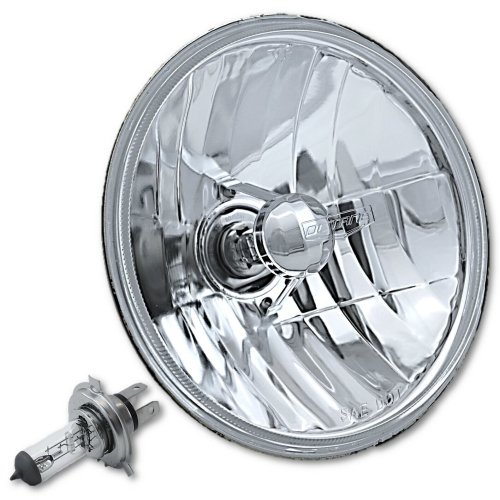 7" Crystal Glass/Metal Headlight 60/55 Halogen H4 Clear Light Bulb Headlamp Pair