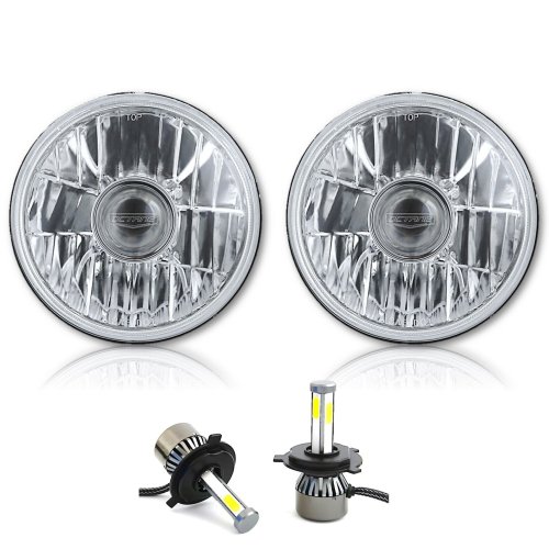 7" LED Crystal Clear Projector Headlight 4000Lm 6k H4 Light Bulb Headlamp Pair