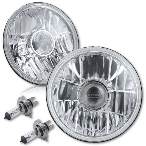 7" Crystal Projector Headlight 60/55w Halogen H4 Clear Light Bulb Headlamp Pair