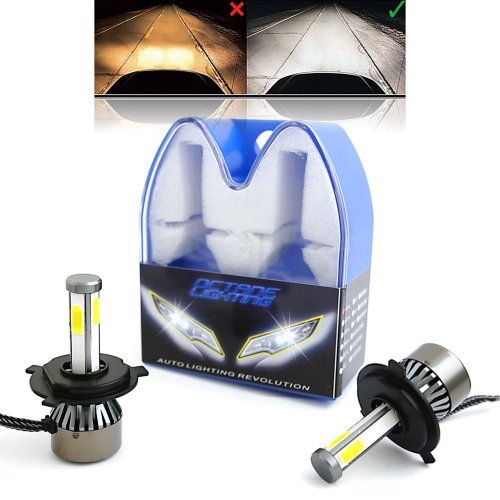 H4 HID SMD COB LED Low/Hi Beam Headlight Light Bulb 6000K 4000LM PAIR 7"