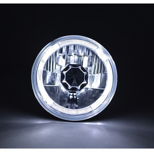 5-3/4" White LED Halo Halogen Light Bulb Headlight Angel Eye Crystal Clear Set