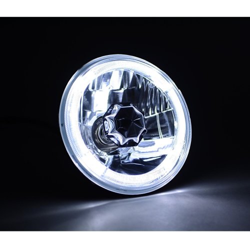 5-3/4" White LED Halo Halogen Light Bulb Headlight Angel Eye Crystal Clear Set