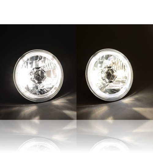 5-3/4" White LED Halo Halogen Light Bulb Headlight Angel Eye Crystal Clear Set