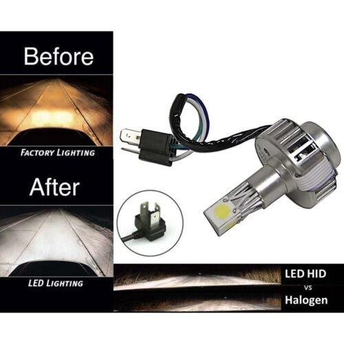 4X6" Amber SMD Halo Glass/Metal Headlight 6K LED H4 Light Bulb Headlamp Set