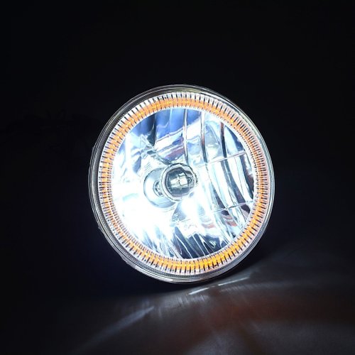 7" Motorcycle Amber COB Halo H4 6K 6000K Light Bulb LED Headlight: Harley