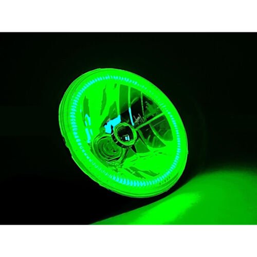 7" Motorcycle Green COB Halo H4 6K 6000K Light Bulb LED Headlight: Harley