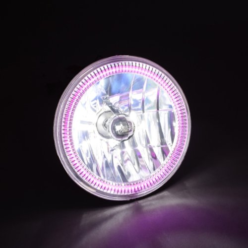 7" Motorcycle Purple COB Halo 6K 6000K Light Bulbs LED Headlight: Harley