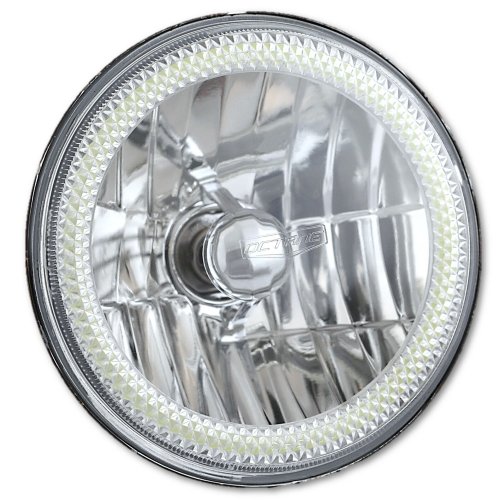 7" Motorcycle White COB Halo H4 6K 6000K Light Bulb LED Headlight: Harley