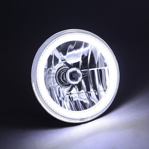 7" Motorcycle White COB Halo H4 6K 6000K Light Bulb LED Headlight: Harley