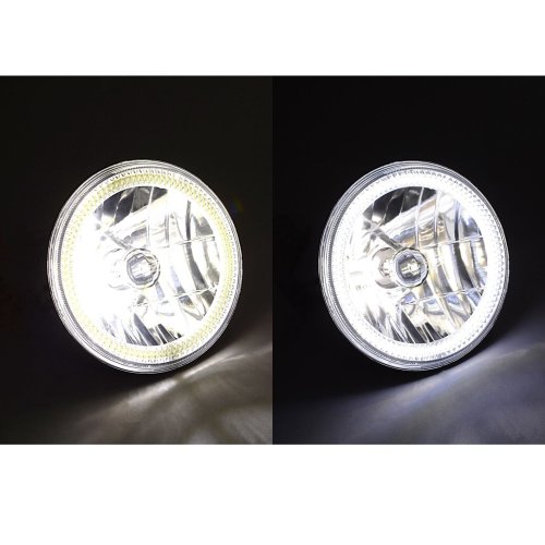 7" Motorcycle White COB Halo H4 6K 6000K Light Bulb LED Headlight: Harley