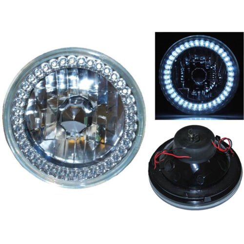 55 56 57 Chevy Halogen H4 Headlight Headlamp Crystal White LED Halo Ring Bulbs