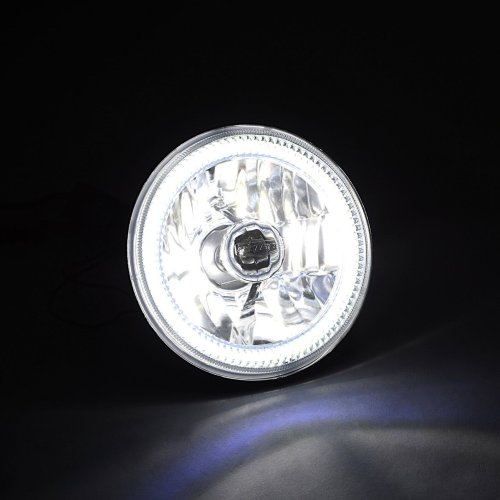 5-3/4" White LED COB SMD Halo Angel Eye Halogen Light Bulb Metal Headlights Pair