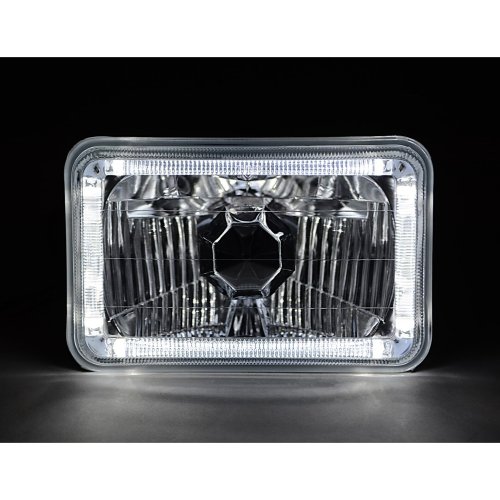 4X6" White LED Halo Angel Eye Halogen Headlight Headlamp Bulbs Crystal Clear Set