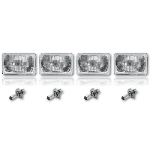 4X6" Halogen Semi Sealed Stock Glass H4 Headlight Headlamp Light Bulbs Set