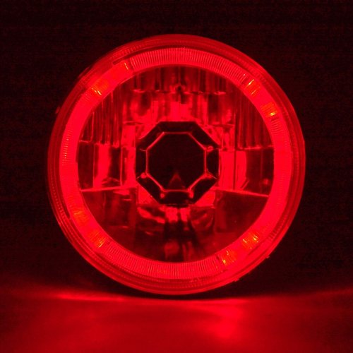 5-3/4" Red LED Halo Halogen Light Bulb Headlight Angel Eye Crystal Clear Set