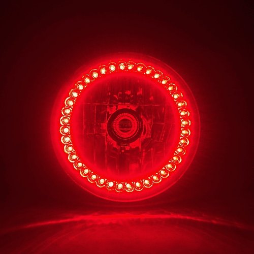 7" Red LED Angel Eye Ring Motorcycle Halo Headlight Blinker Turn Signals Light