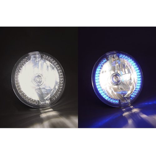 7" Halogen Blue Split LED Halo Ring Angel Eye Headlight Headlamp Light Bulb Pair