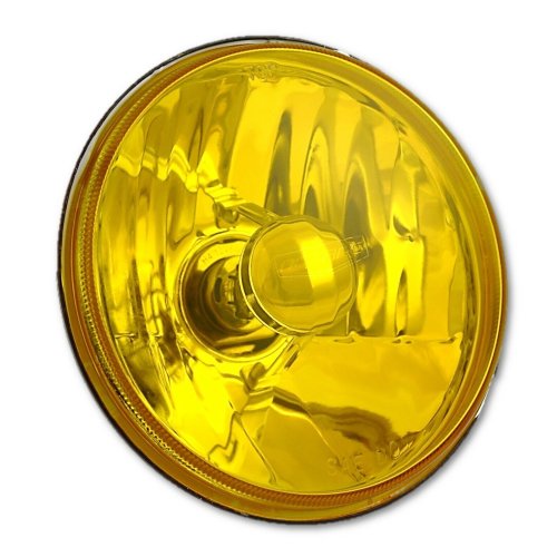 5-3/4" Halogen Amber Yellow Glass Headlight Fog Light H4 60W Light Bulbs Pair