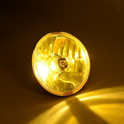 5-3/4" Halogen Amber Yellow Glass Headlight Fog Light H4 60W Light Bulbs Pair