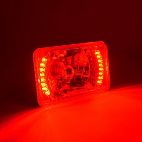 4X6" Red LED Halo Angel Eye Headlight Halogen Headlamp 55/60W Light Bulbs Pair