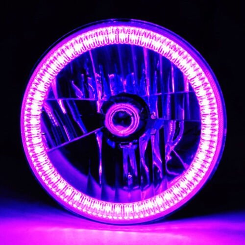 7" SMD Purple LED Halo Headlights 6000K HID Light Kit Fits 76-15 Jeep Wrangler