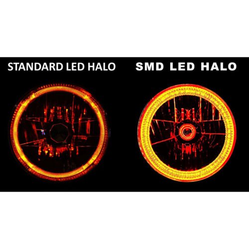 7" SMD Amber LED Halo Headlights 6K 6000K HID Light Kit Fits 76-15 Jeep Wrangler