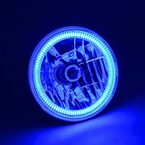 7" COB Blue LED Halo Headlights H4 6000K HID Light Kit Fits 76-16 Jeep Wrangler