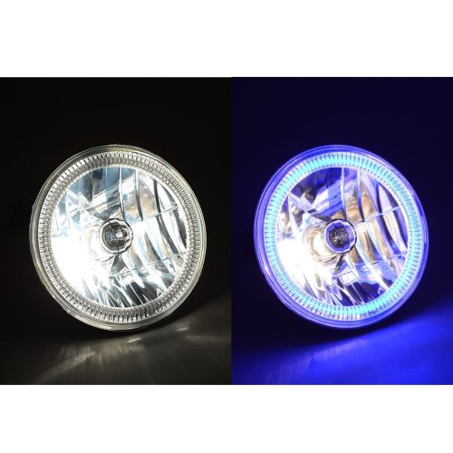 7" COB Blue LED Halo Headlights 6K Halogen Light Kit Fits 76-16 Jeep Wrangler