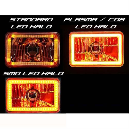 4X6" Amber SMD LED Halo Crystal Glass/Metal Headlight Light Bulb Headlamp: EACH