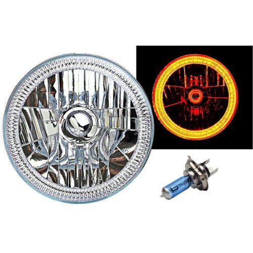 7" SMD Amber 45-LED Halo Angel Eye H4 Headlamp Headlight Halogen Light Bulb Pair