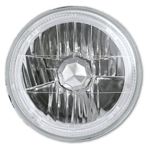 7" White LED Halo Angel Eye Crystal Clear Halogen Headlight Headlamp Light Bulbs