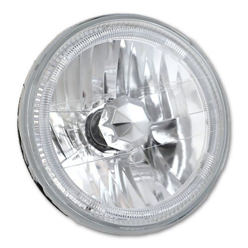 7" White LED Halo Angel Eye Crystal Clear Halogen Headlight Headlamp Light Bulbs