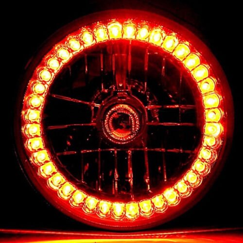 7" Halogen Amber Sc LED Halo Ring Angel Eye Headlight Headlamp Light Bulb Pair