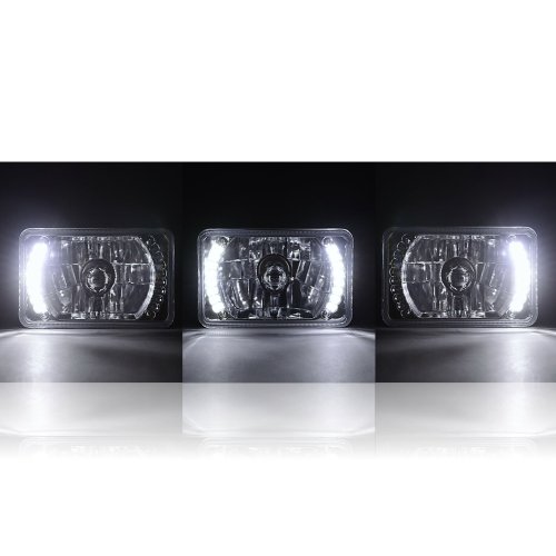 4X6" White LED Halo Angel Eye Headlight 6K 6000K HID Headlamp Light Bulbs Pair