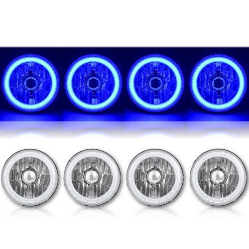 5-3/4" Blue COB SMD LED Halo Angel Eye 6000K 6K HID Light Bulbs Headlights Set