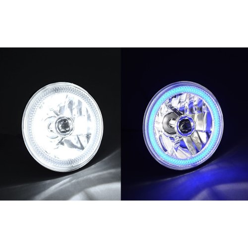 5-3/4" Blue COB SMD LED Halo Angel Eye 6000K 6K HID Light Bulbs Headlights Set