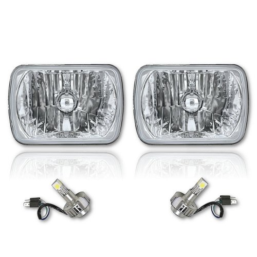 7X6" 6000K LED Crystal Clear Glass Metal Headlight H4 Light Bulb Headlamp Pair