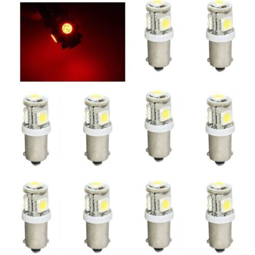 (10) Red 5-LED Dash Instrument Panel Cluster Gauge Clock Glove Box Light Bulbs