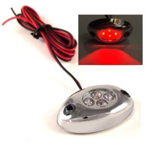 4 Red LED Chrome Modules Motorcycle Car Truck Neon Under Glow Lights Pods