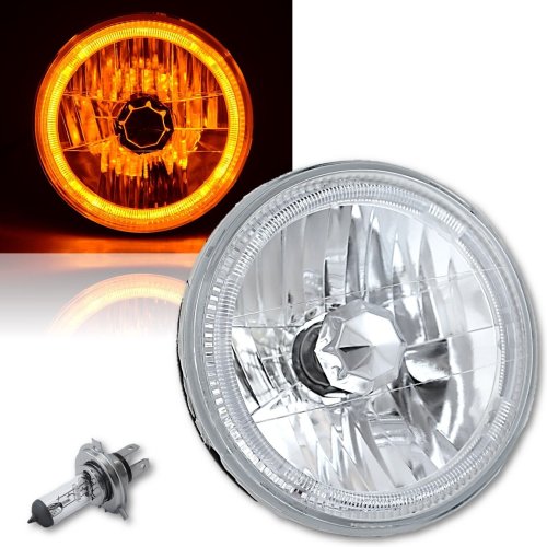 7" H6024 / 6014 Halogen Amber LED Halo Ring H4 Light Bulb Angel Eye Headlight