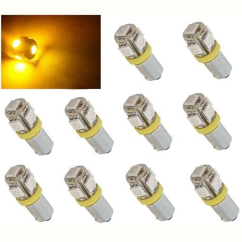 10 Yellow 5-LED Dash Instrument Panel Cluster Gauge Clock Glove Box Light Bulbs