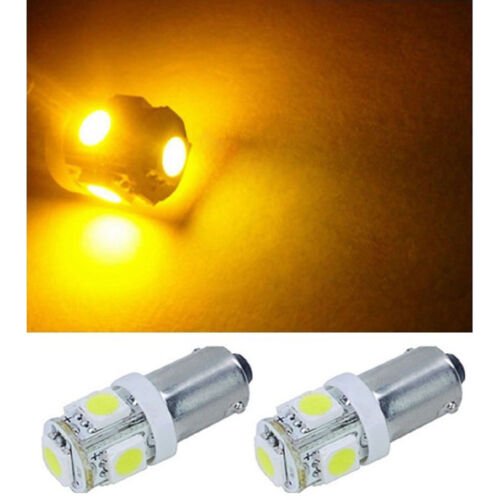 (2) Yellow Amber 5-LED Dash Panel Cluster Gauge Clock Glove Box Light Bulbs Pair