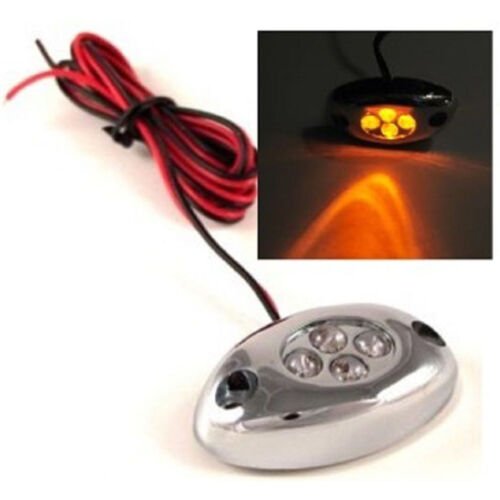 4 Orange Amber LED Chrome Module Motorcycle Car Truck Neon Under Glow Light Pods