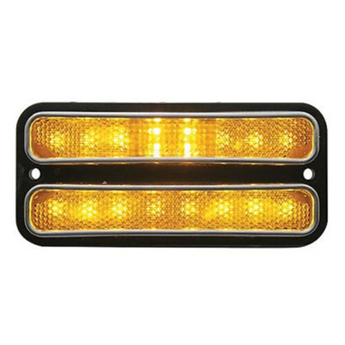 68-72 Chevy GMC Truck Front Side LED Amber Marker Light Lamp w/ Chrome Trim